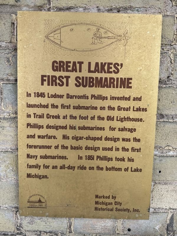 Great Lakes' First Submarine Marker image. Click for full size.