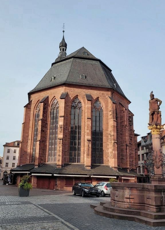 The view of the Heiliggeistkirche (Church of the Holy Spirit) from the Marktplatz. Click for full size. The view of the Heiliggeistkirche (Church of the Holy Spirit) from the Marktplatz image. Click for full size.