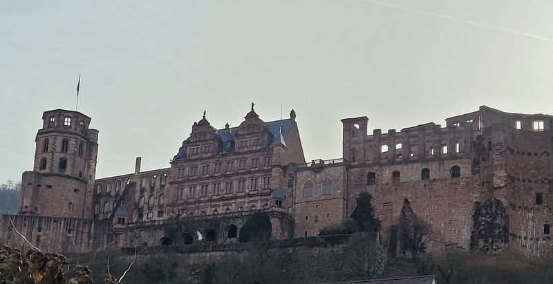 The Heidelberg Castle as seen from the Karlsplatz (Carl's Square). Click for full size. The Heidelberg Castle as seen from the Karlsplatz (Carl's Square) image. Click for full size.