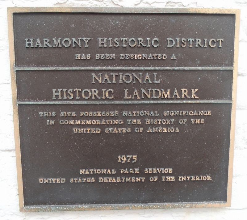 Harmony Historic District National Historic Landmark Marker. Click for full size. Harmony Historic District National Historic Landmark Marker image. Click for full size.
