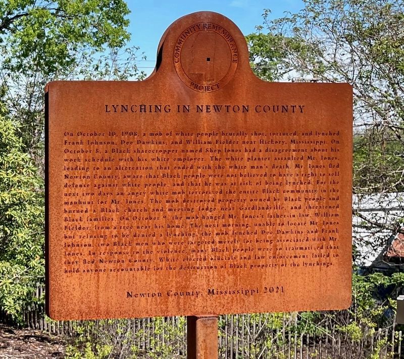 Lynching in Newton County replica marker. image. Click for full size.