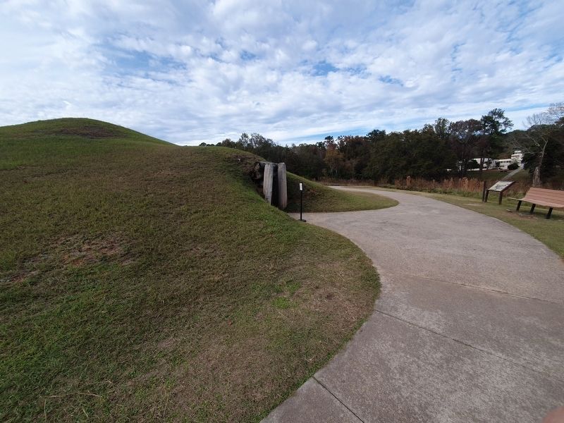 Ocmulgee's Earth Lodge - America's Oldest Ceremonial Lodge and Marker image. Click for full size.