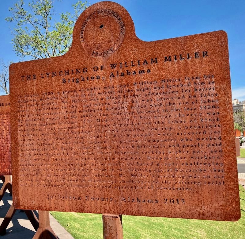The Lynching of William Miller replica marker. image. Click for full size.