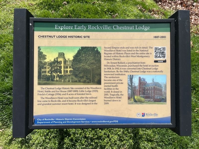 Chestnut Lodge Historic Site Marker image. Click for full size.