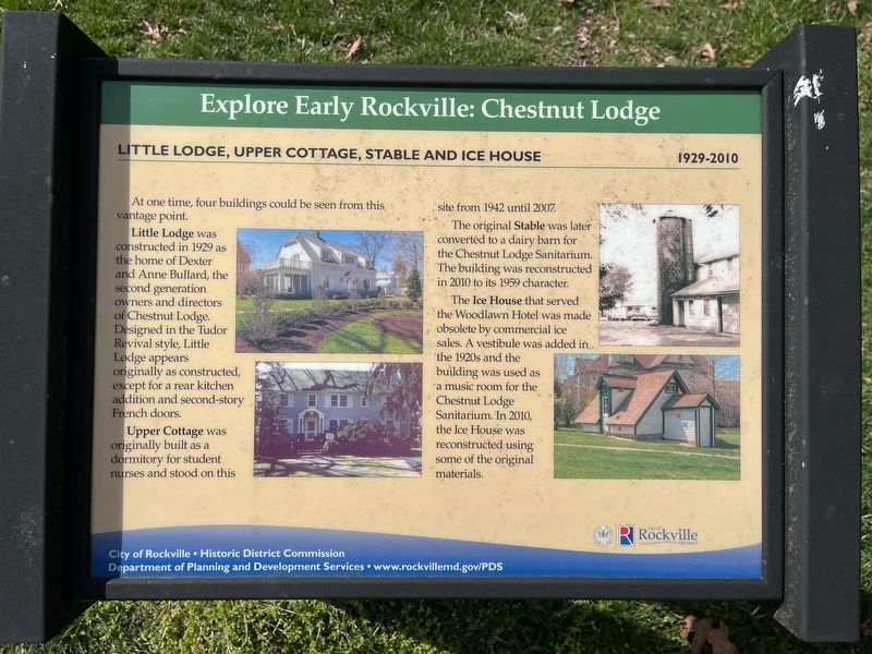 Little Lodge, Upper Cottage, Stable and Ice House Marker. Click for full size. Little Lodge, Upper Cottage, Stable and Ice House Marker image. Click for full size.