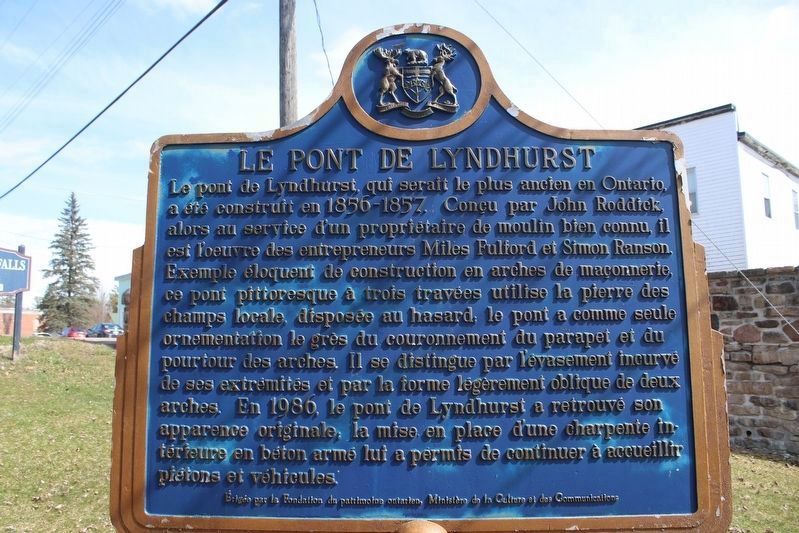 The Lyndhurst Bridge Marker - French side image. Click for full size.