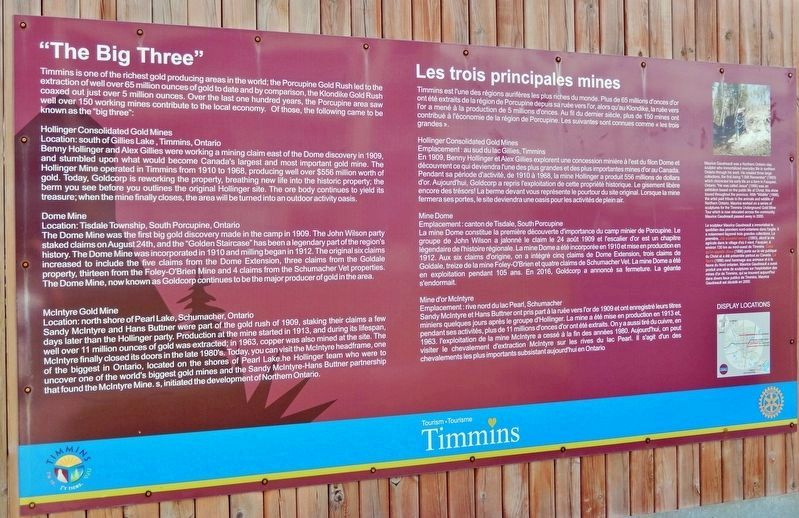 "The Big Three" / Les trois principales mines Marker. Click for full size. "The Big Three" / Les trois principales mines Marker image. Click for full size.