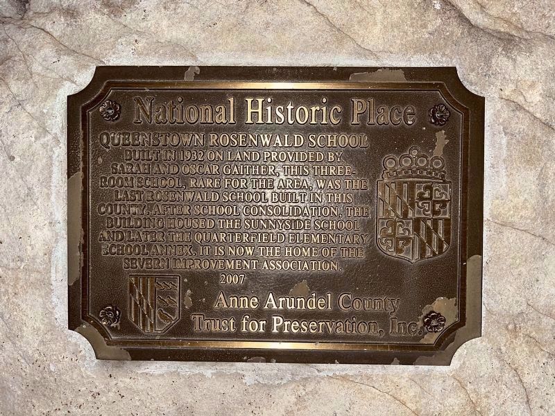 Queenstown Rosenwald School Marker. Click for full size. Queenstown Rosenwald School Marker image. Click for full size.