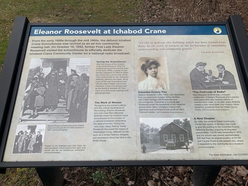 Eleanor Roosevelt at Ichabod Crane Marker image. Click for full size.