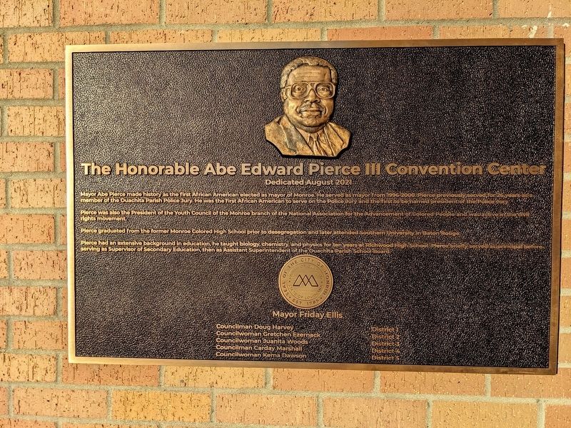 The Honorable Abe Edward Pierce III Convention Center Marker image. Click for full size.