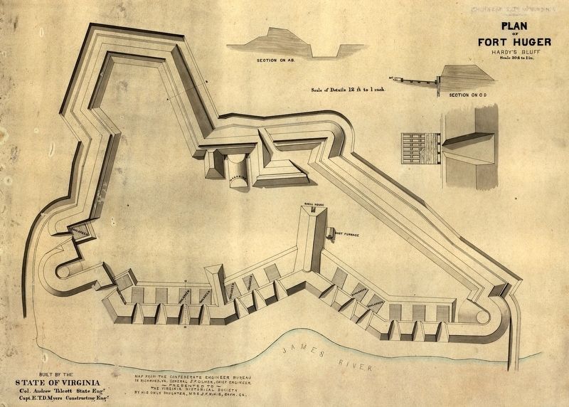 Plan of Fort Huger at Hardy's Bluff.. Click for full size. Plan of Fort Huger at Hardy's Bluff. image. Click for full size.