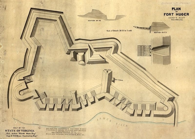 Plan of Fort Huger at Hardy's Bluff. image. Click for full size.