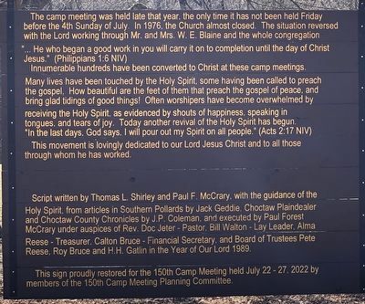 South Union Church and Camp Meeting Marker, Side Two. Click for full size. South Union Church and Camp Meeting Marker, Side Two image. Click for full size.