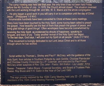 South Union Church and Camp Meeting Marker, Side Two image. Click for full size.