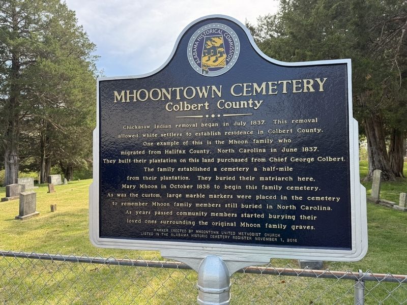 Mhoontown Cemetery Marker image. Click for full size.