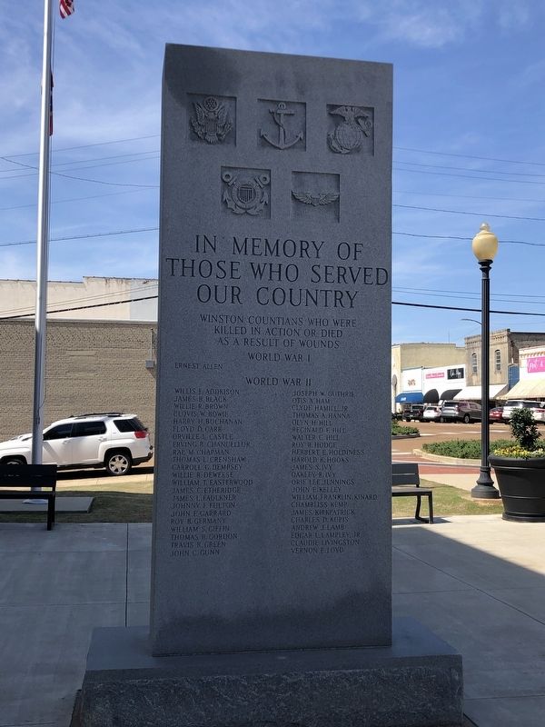Winston County War Memorial Marker, Side One image. Click for full size.
