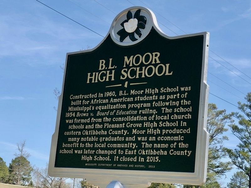 B.L. Moor High School Marker image. Click for full size.