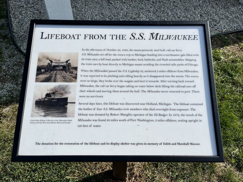 Lifeboat from the S.S. Milwaukee Marker image. Click for full size.