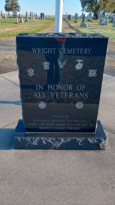 Wright Cemetery Veterans Memorial Marker image. Click for full size.