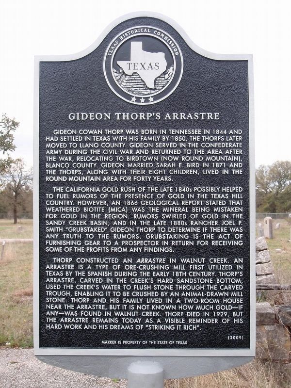 Gideon Thorp�s Arrastre Marker image. Click for full size.