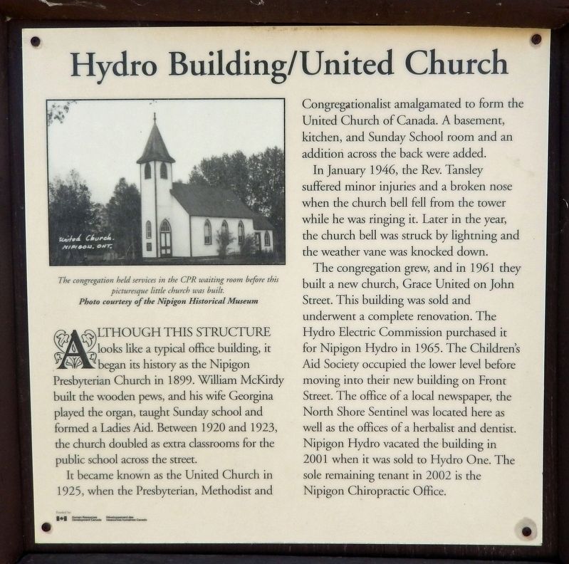 Hydro Building / United Church Marker image. Click for full size.