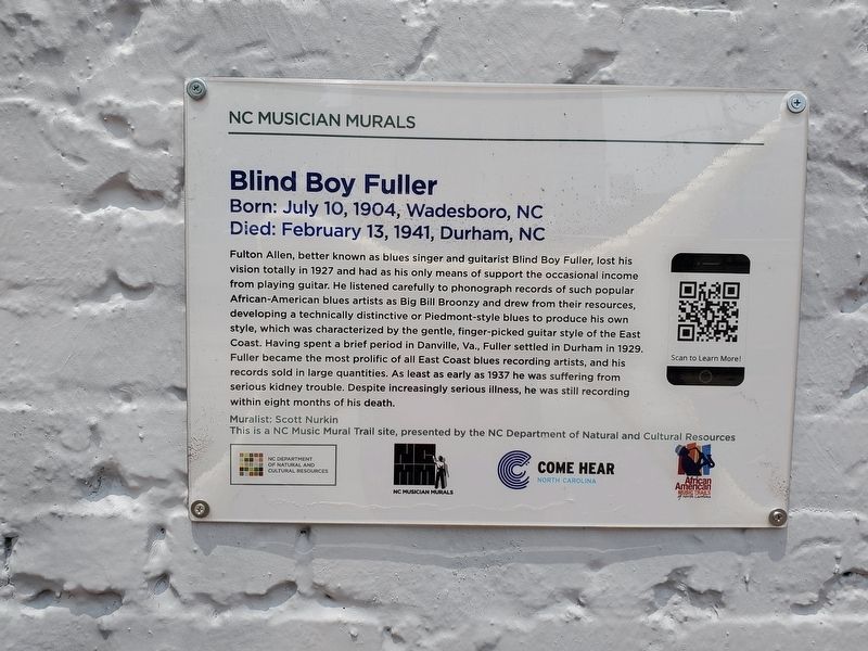 Blind Boy Fuller Marker. Click for full size. Blind Boy Fuller Marker image. Click for full size.