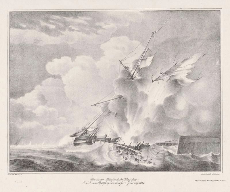 Explosion of the gunboat of Jan van Speijk� image. Click for full size.