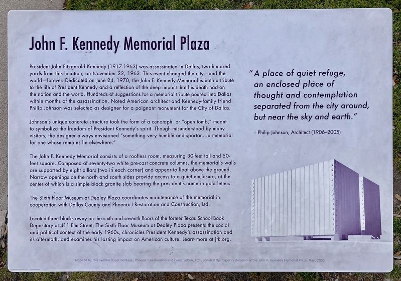 John F. Kennedy Memorial Plaza Marker image. Click for full size.