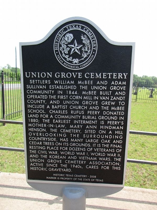 Union Grove Cemetery Marker image. Click for full size.