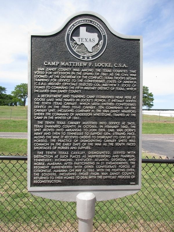 Camp Matthew F. Locke, C.S.A. Marker image. Click for full size.