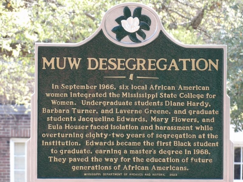 MUW Desegregation Marker image. Click for full size.