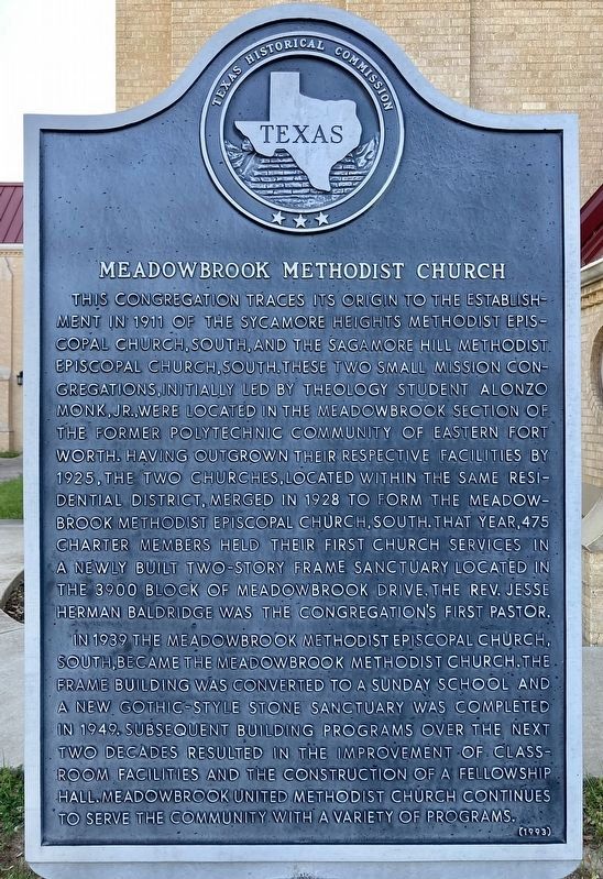 Meadowbrook Methodist Church Marker image. Click for full size.
