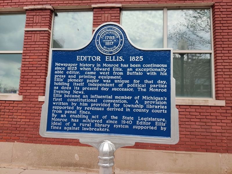 Editor Ellis, 1825 Marker image. Click for full size.