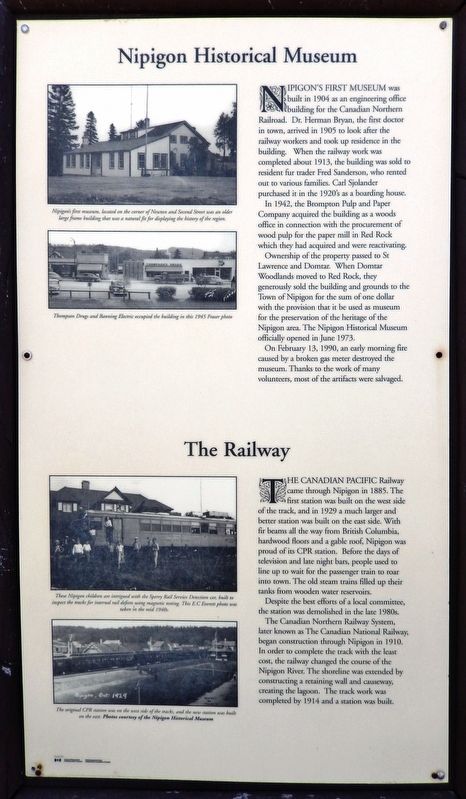 Nipigon Historical Museum / The Railway Marker image. Click for full size.