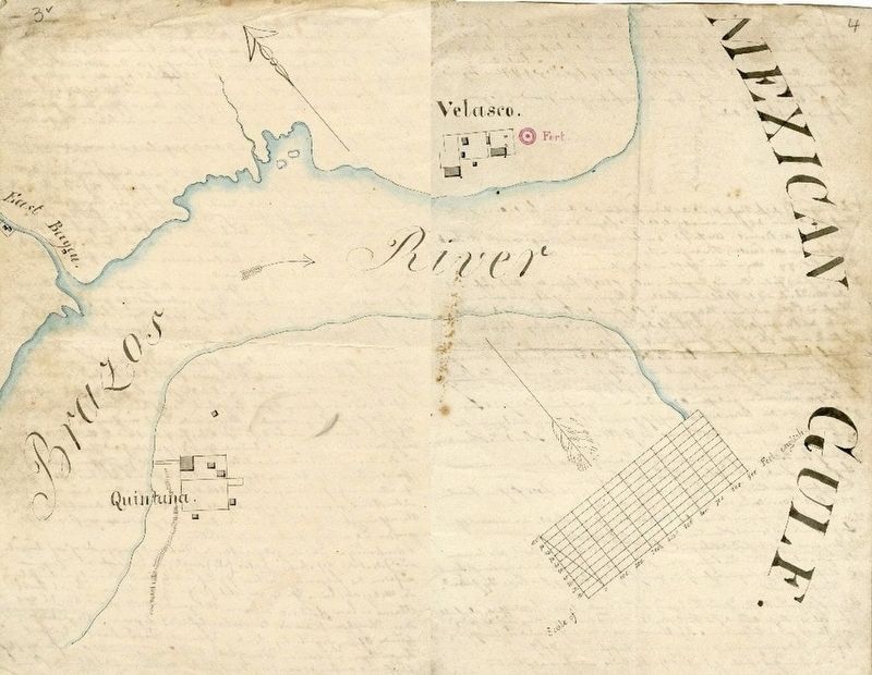 Sketch of Mouth of Brazos River in Feb-1836 by Eduard Harkort image. Click for full size.