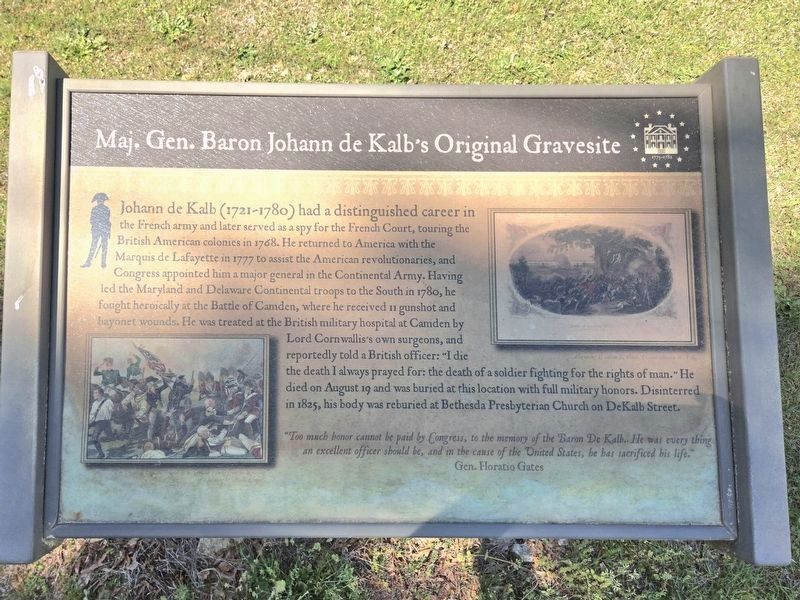 Maj. Gen. Baron Johann de Kalb's Original Gravesite Marker image. Click for full size.
