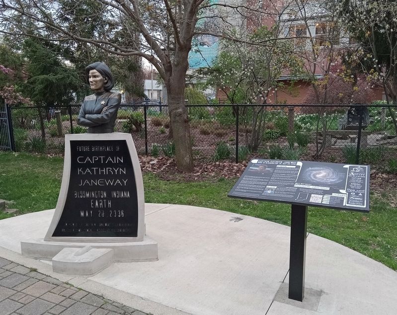Captain Kathryn Janeway Statue and Marker outside the WonderLab Science Museum image. Click for full size.