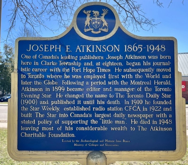 Joseph E. Atkinson 1865-1948 Marker image. Click for full size.