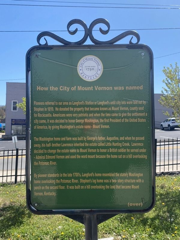 How the City of Mount Vernon was named Marker image. Click for full size.