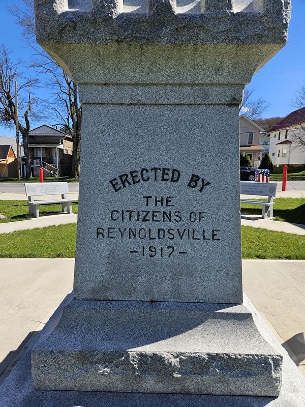 Erected by the citizens of Reynoldsville - 1917- side of marker image. Click for full size.