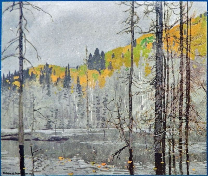 Marker detail: <i>Drowned Land, Algoma</i>, 1918. Click for full size. Marker detail: <i>Drowned Land, Algoma</i>, 1918 image. Click for full size.