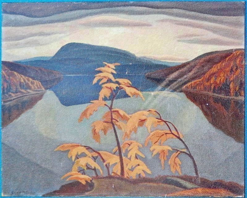 Marker detail: <i>Evening, Nipigon River</i>, c.1942/<br><i>Le soir à la rivière Nipigon</i>, v.1942. Click for full size. Marker detail: <i>Evening, Nipigon River</i>, c.1942/<br><i>Le soir à la rivière Nipigon</i>, v.1942 image. Click for full size.