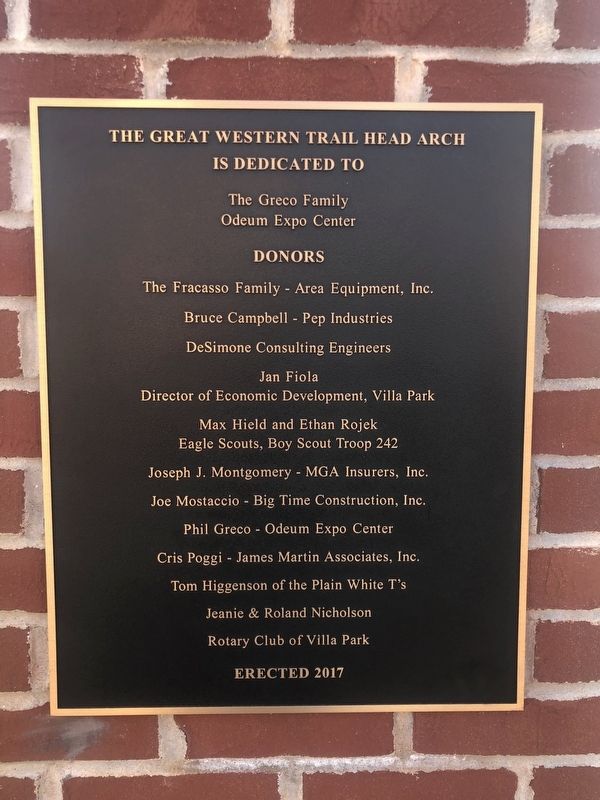 The Great Western Trail dedication plaque image. Click for full size.
