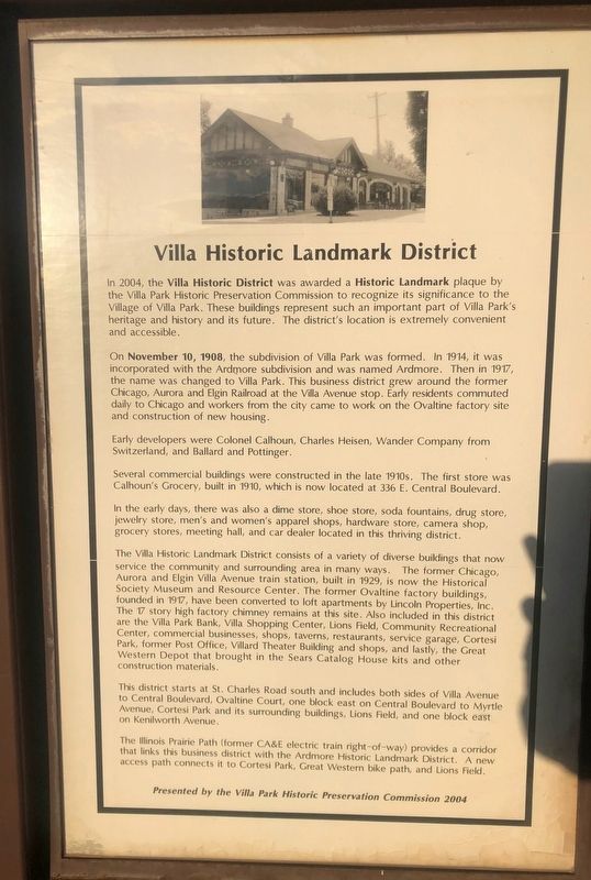 Villa Historic Landmark District Marker. Click for full size. Villa Historic Landmark District Marker image. Click for full size.
