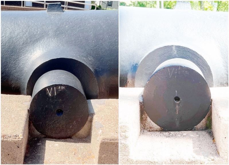 Left & right trunnions of cannon.. Click for full size. Left & right trunnions of cannon. image. Click for full size.