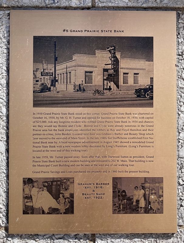 Grand Prairie State Bank Marker image. Click for full size.