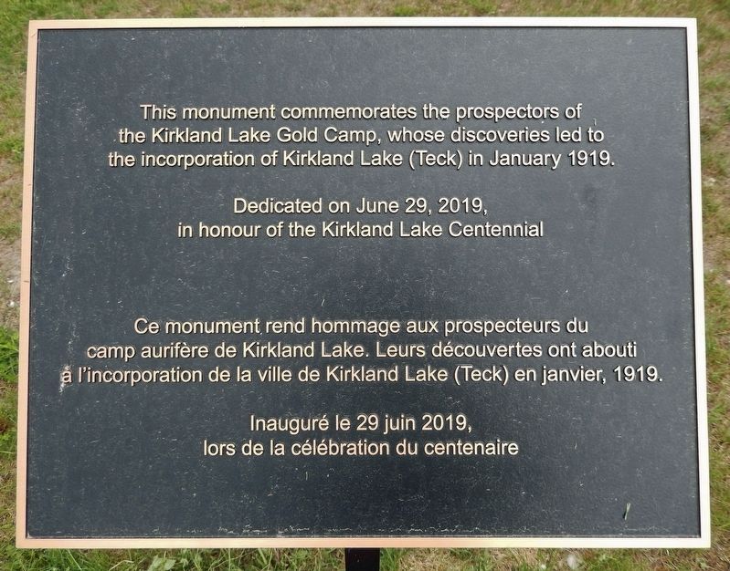 Kirkland Lake Centennial Monument. Click for full size. Kirkland Lake Centennial Monument image. Click for full size.