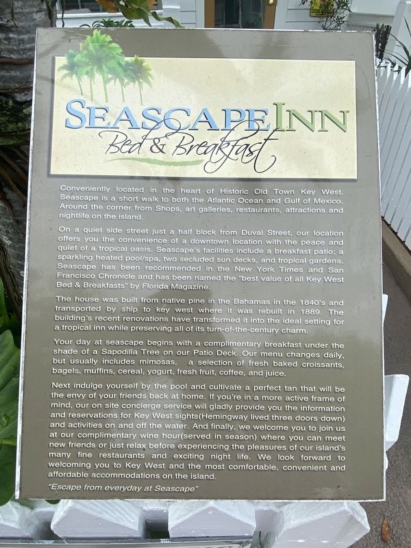 Seascape Inn Bed & Breakfast Marker. Click for full size. Seascape Inn Bed & Breakfast Marker image. Click for full size.