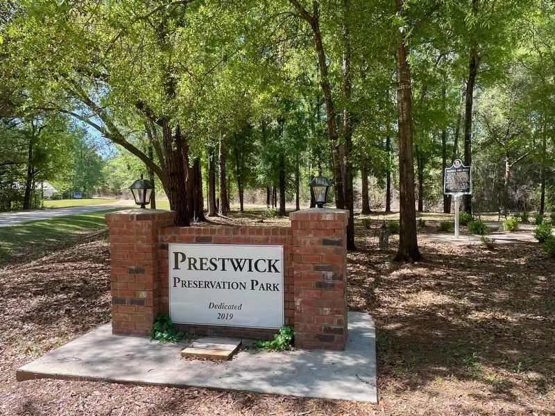 Marker (on right) within Prestwick Preservation Park. image. Click for full size.
