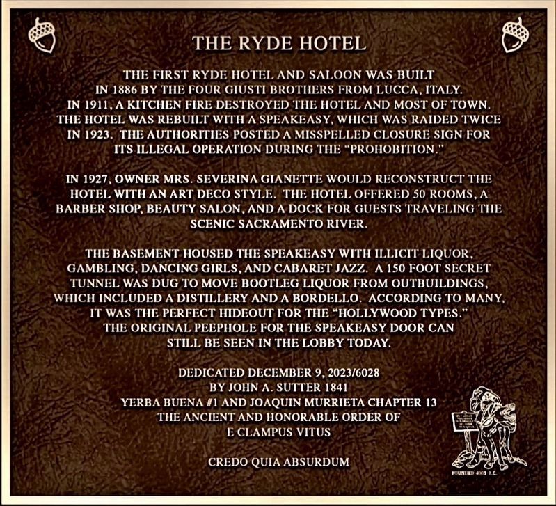 Ryde Hotel Marker image. Click for full size.